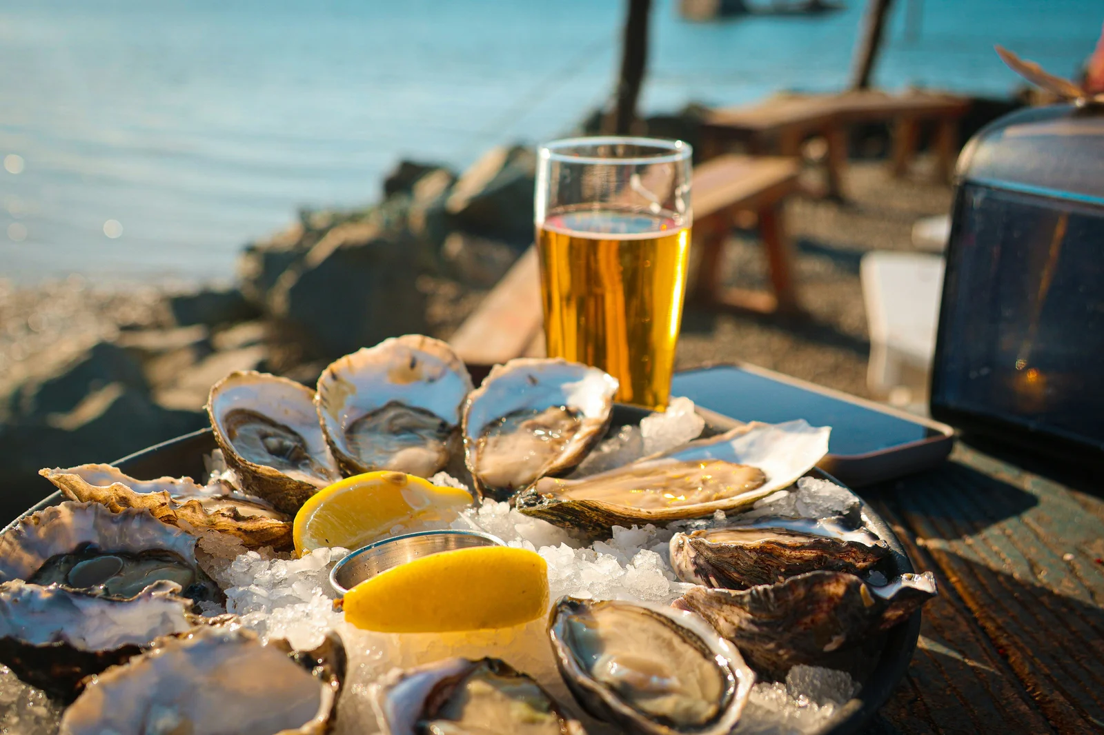 Fresh Gulf seafood at a waterfront restaurant